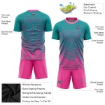 Benutzerdefinierte Jersey Sublimation Rosa Fußball Uniform Teal Benutzerdefinierte Jersey Sublimation Rosa Fußball Uniform Teal