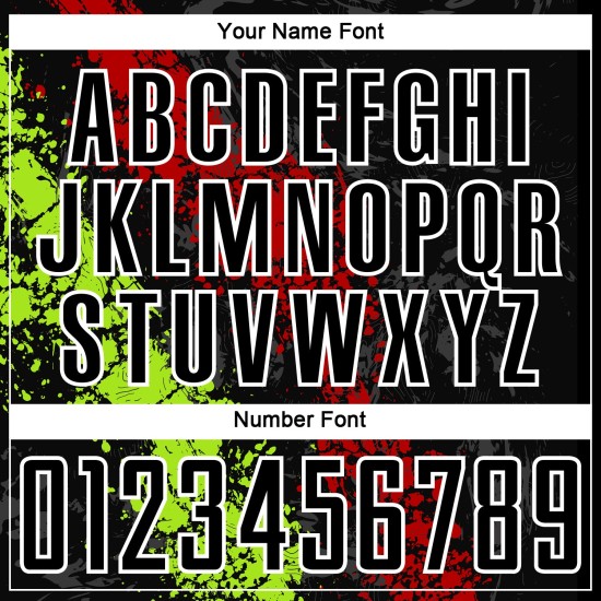 Jersey Sublimation Splatter Art Schwarz Uniform Tropfend Grün Rot-Neon Fußball Custom