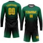 Fade Jersey Custom Fußball Lange Gold-Schwarz Sublimation Grün Mode Uniform Ärmel Kelly