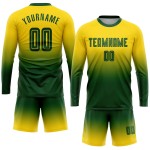 Sublimation Custom Fade Uniform Lange Mode Jersey Gold Ärmel Fußball Grün