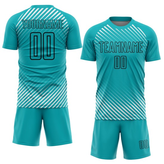 Aqua Sublimation Custom Jersey Uniform Schwarz Fußball Diagonale Linien Aqua Sublimation Custom Jersey Uniform Schwarz Fußball Diagonale Linien