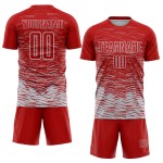 Sublimation Silber-Weiß Rot Jersey Uniform Linie Custom Fußball