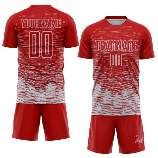 Sublimation Silber-Weiß Rot Jersey Uniform Linie Custom Fußball