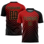 Sublimation Uniform Rot Gold Fußball Jersey Schwarz-Old Custom Sublimation Uniform Rot Gold Fußball Jersey Schwarz-Old Custom