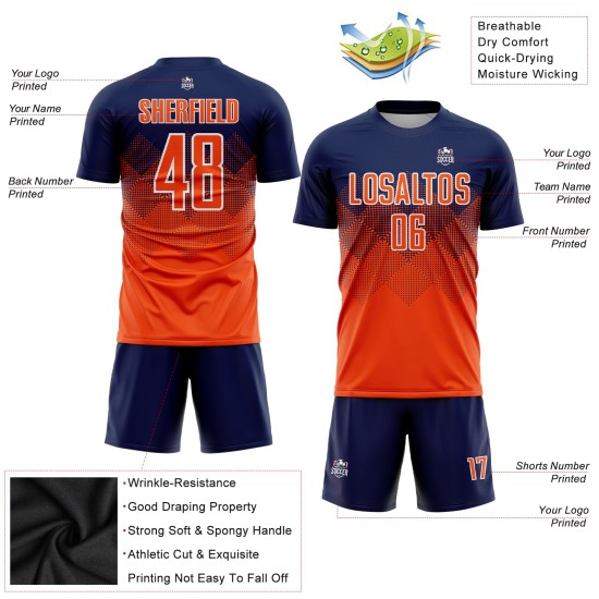 Navy Sublimation Jersey Uniform Custom Orange-Weiß Fußball Navy Sublimation Jersey Uniform Custom Orange-Weiß Fußball