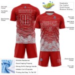 Sublimation Silber-Weiß Rot Jersey Uniform Linie Custom Fußball