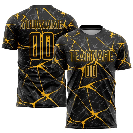 Uniform Schwarz Gelb Sublimation Jersey Fußball Custom