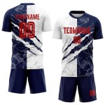 Jersey Sublimation Muster Graffiti Scratch Custom Uniform Fußball Rot-Marine Jersey Sublimation Muster Graffiti Scratch Custom Uniform Fußball Rot-Marine