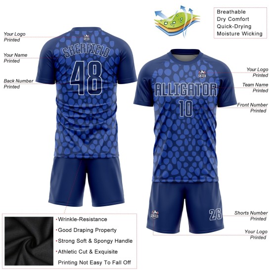 Navy Royal Jersey Sublimation Uniform Custom Fußball Weiß Navy Royal Jersey Sublimation Uniform Custom Fußball Weiß