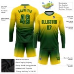 Sublimation Custom Fade Uniform Lange Mode Jersey Gold Ärmel Fußball Grün
