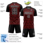 Geometrische Uniform Sublimation Rot-Weiß Schwarz Fußball Abstrakte Formen Custom Jersey