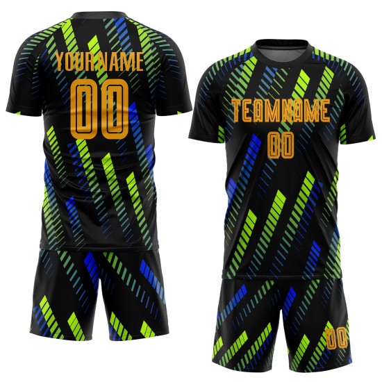 Trikot Fußball Sublimation Uniform Grün Schwarz Gold-Neon Custom Trikot Fußball Sublimation Uniform Grün Schwarz Gold-Neon Custom