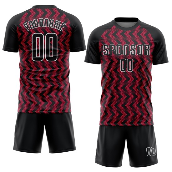 Benutzerdefinierte Uniform Crimson Schwarz-Weiß Sublimation Jersey Fußball Benutzerdefinierte Uniform Crimson Schwarz-Weiß Sublimation Jersey Fußball