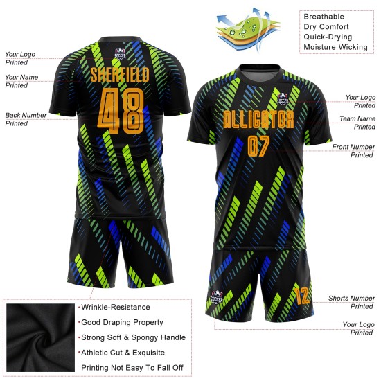Trikot Fußball Sublimation Uniform Grün Schwarz Gold-Neon Custom Trikot Fußball Sublimation Uniform Grün Schwarz Gold-Neon Custom