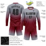 Benutzerdefinierte Uniform Ärmel Fußball Long Fade Jersey Mode Grau Schwarz-Crimson Sublimation Benutzerdefinierte Uniform Ärmel Fußball Long Fade Jersey Mode Grau Schwarz-Crimson Sublimation