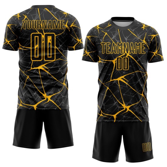 Uniform Schwarz Gelb Sublimation Jersey Fußball Custom