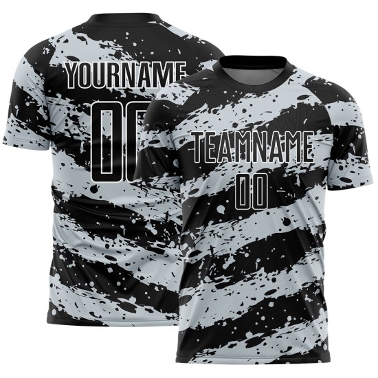 Sublimation Grau-Weiß Schwarz Jersey Fußball Custom Splash Light Uniform Sublimation Grau-Weiß Schwarz Jersey Fußball Custom Splash Light Uniform