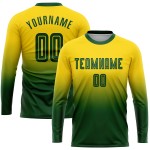 Sublimation Custom Fade Uniform Lange Mode Jersey Gold Ärmel Fußball Grün