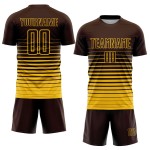 Gelb Mode Jersey Verblassen Nadelstreifen Uniform Sublimation Braun Fußball Custom