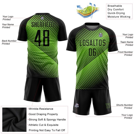 Grün Schwarz Sublimation Uniform Neon Custom Fußball Trikot Grün Schwarz Sublimation Uniform Neon Custom Fußball Trikot