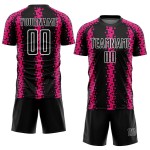 Geometrische Schwarz Custom Jersey Uniform Fußball Rosa-Weiß Heiße Abstrakte Muster Sublimation Geometrische Schwarz Custom Jersey Uniform Fußball Rosa-Weiß Heiße Abstrakte Muster Sublimation