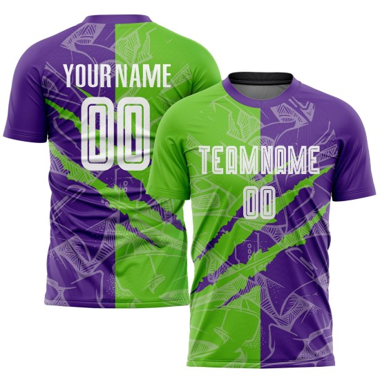 Scratch Grün-Lila Jersey Aurora Muster Sublimation Graffiti Uniform Custom Fußball