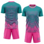 Benutzerdefinierte Jersey Sublimation Rosa Fußball Uniform Teal Benutzerdefinierte Jersey Sublimation Rosa Fußball Uniform Teal