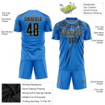 Benutzerdefinierte Sublimation Fußballuniform Pulver Gold Jersey Blau Schwarz-Alt Benutzerdefinierte Sublimation Fußballuniform Pulver Gold Jersey Blau Schwarz-Alt