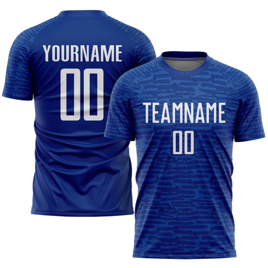 Uniform Weiß Royal Jersey Fußball Benutzerdefinierte Sublimation Uniform Weiß Royal Jersey Fußball Benutzerdefinierte Sublimation