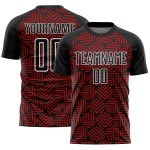Geometrische Uniform Sublimation Rot-Weiß Schwarz Fußball Abstrakte Formen Custom Jersey