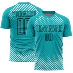 Aqua Sublimation Custom Jersey Uniform Schwarz Fußball Diagonale Linien Aqua Sublimation Custom Jersey Uniform Schwarz Fußball Diagonale Linien