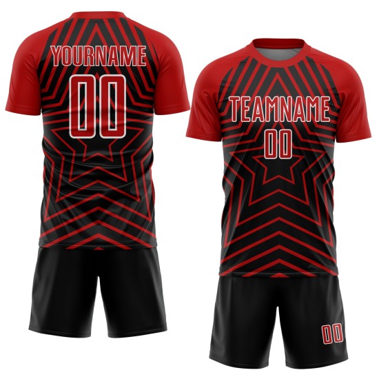 Stars Soccer Schwarz Sublimation Trikot Uniform Rot-Weiß Custom
