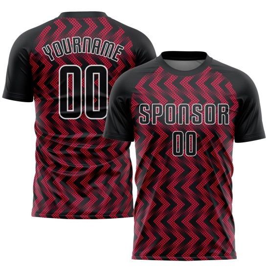 Benutzerdefinierte Uniform Crimson Schwarz-Weiß Sublimation Jersey Fußball Benutzerdefinierte Uniform Crimson Schwarz-Weiß Sublimation Jersey Fußball