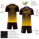 Gelb Mode Jersey Verblassen Nadelstreifen Uniform Sublimation Braun Fußball Custom