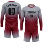 Benutzerdefinierte Uniform Ärmel Fußball Long Fade Jersey Mode Grau Schwarz-Crimson Sublimation Benutzerdefinierte Uniform Ärmel Fußball Long Fade Jersey Mode Grau Schwarz-Crimson Sublimation