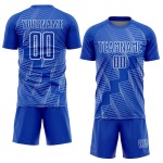 Blaue Uniform Weiß Benutzerdefinierte Form Sublimation Zickzack Jersey Soccer Thunder Blaue Uniform Weiß Benutzerdefinierte Form Sublimation Zickzack Jersey Soccer Thunder
