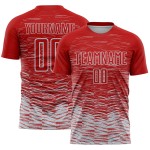 Sublimation Silber-Weiß Rot Jersey Uniform Linie Custom Fußball